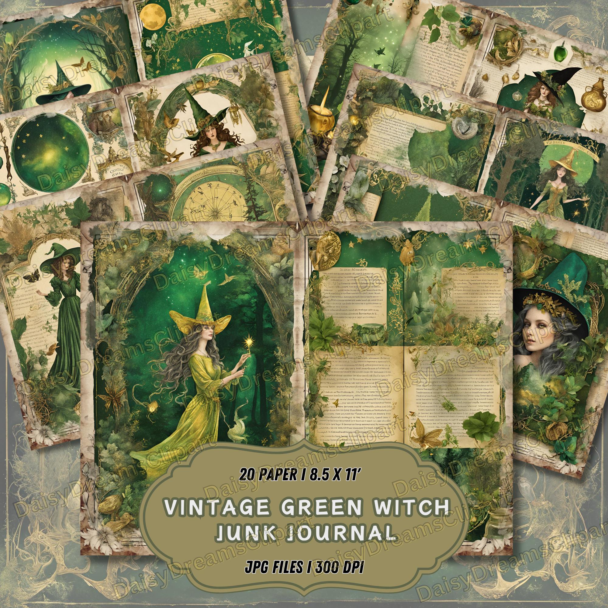 Vintage Green Witch Junk Journal Kit: Spell Book Printables (20 JPG ...