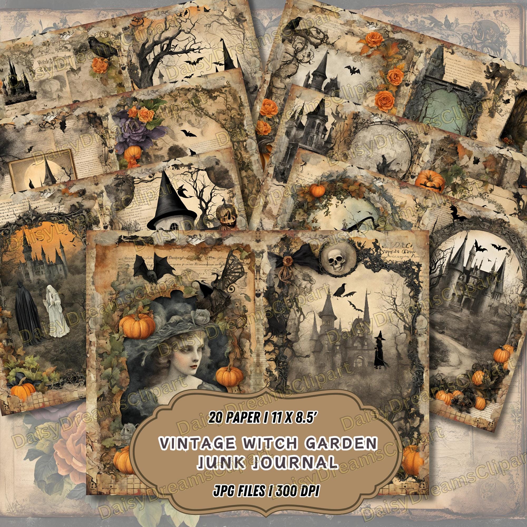 Vintage Witch Garden Junk Journal Kit: Halloween Ephemera (digital ...