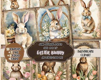 Vintage Easter Bunny Junk Journal Kit: Spring Ephemera (Digital Download)