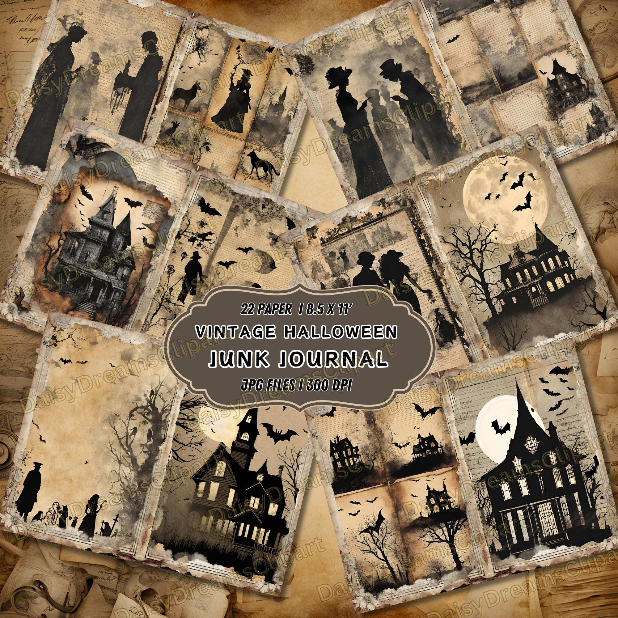 Vintage Halloween Junk Journal Kit: Watercolor Ephemera (22 Digital JPG ...