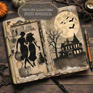 Vintage Halloween Junk Journal Kit: Watercolor Ephemera (22 Digital JPG ...