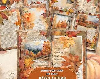 Autumn Junk Journal Kit: Handwritten Fall Scrapbook Paper (Digital Download)
