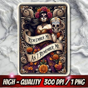 La Catrina Tarot Card PNG#2 | Day of the Dead PNG | Día de los Muertos Tarot Cart | Digital Art | Mexican Girl Tarot Card | Digital Download