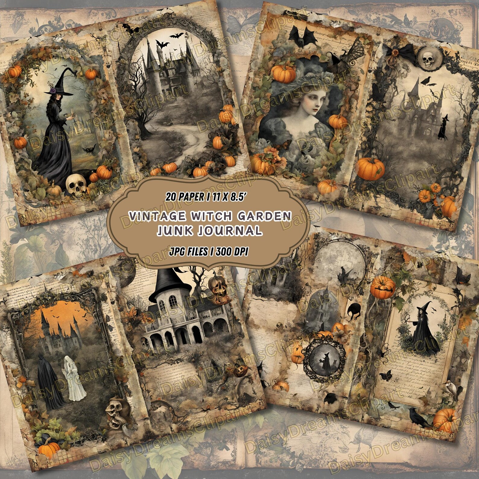 Vintage Witch Garden Junk Journal Kit: Halloween Ephemera (digital ...