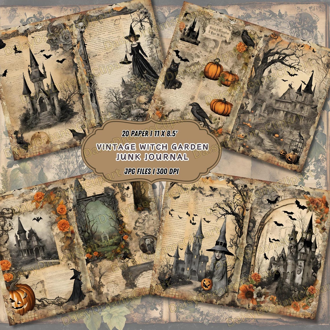 Vintage Witch Garden Junk Journal Kit: Halloween Ephemera (digital ...