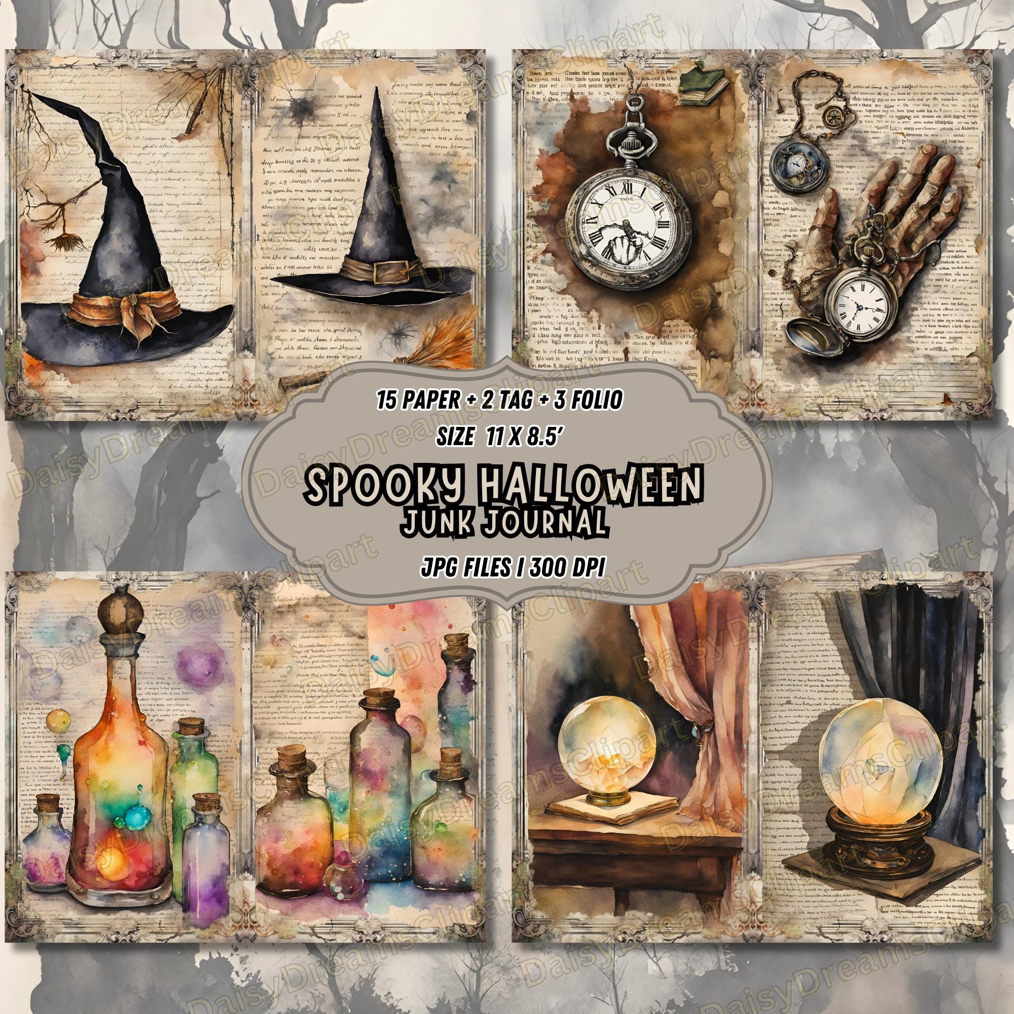 Vintage Halloween Junk Journal Kit: Spooky Ephemera, Scrappy Papers ...