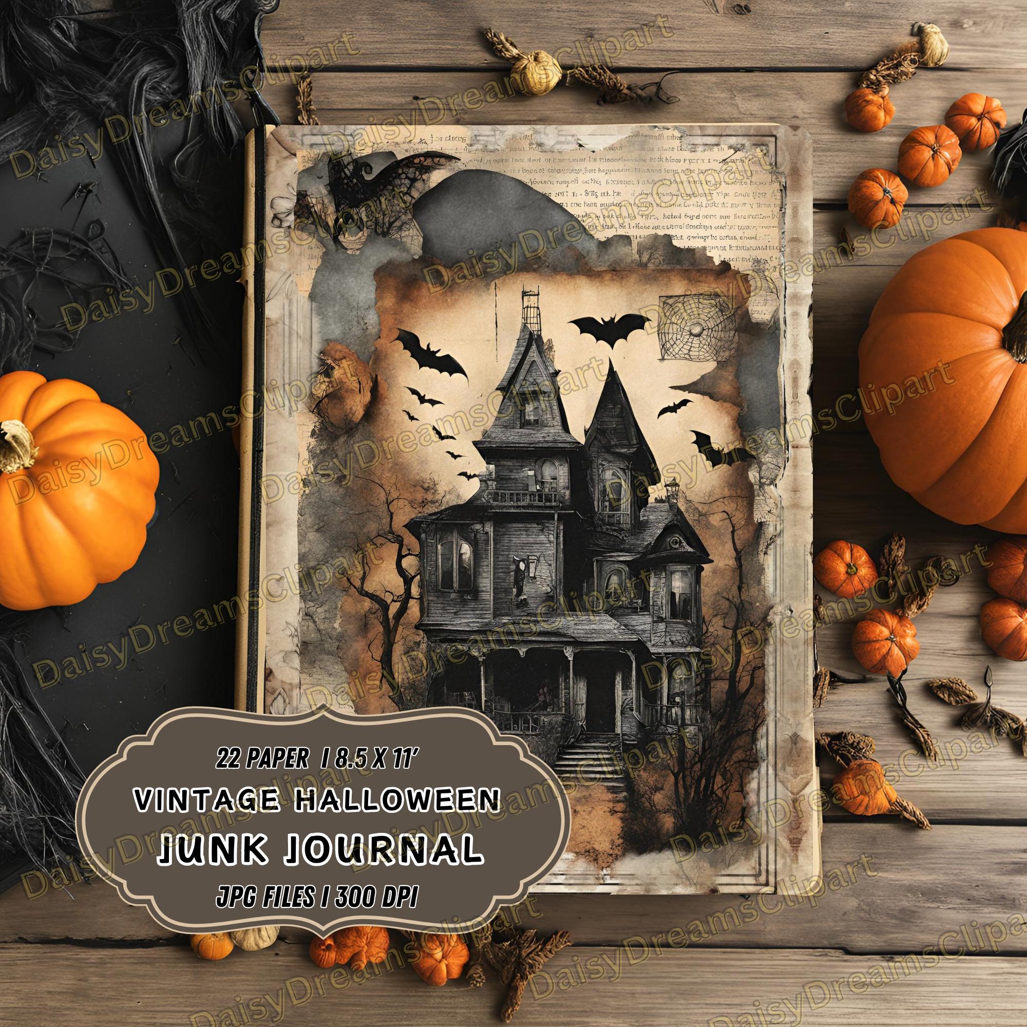 Vintage Halloween Junk Journal Kit: Watercolor Ephemera (22 Digital JPG ...