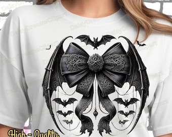 Halloween Bat Bow PNG: Gothic Coquette Graphic (Digital Download)