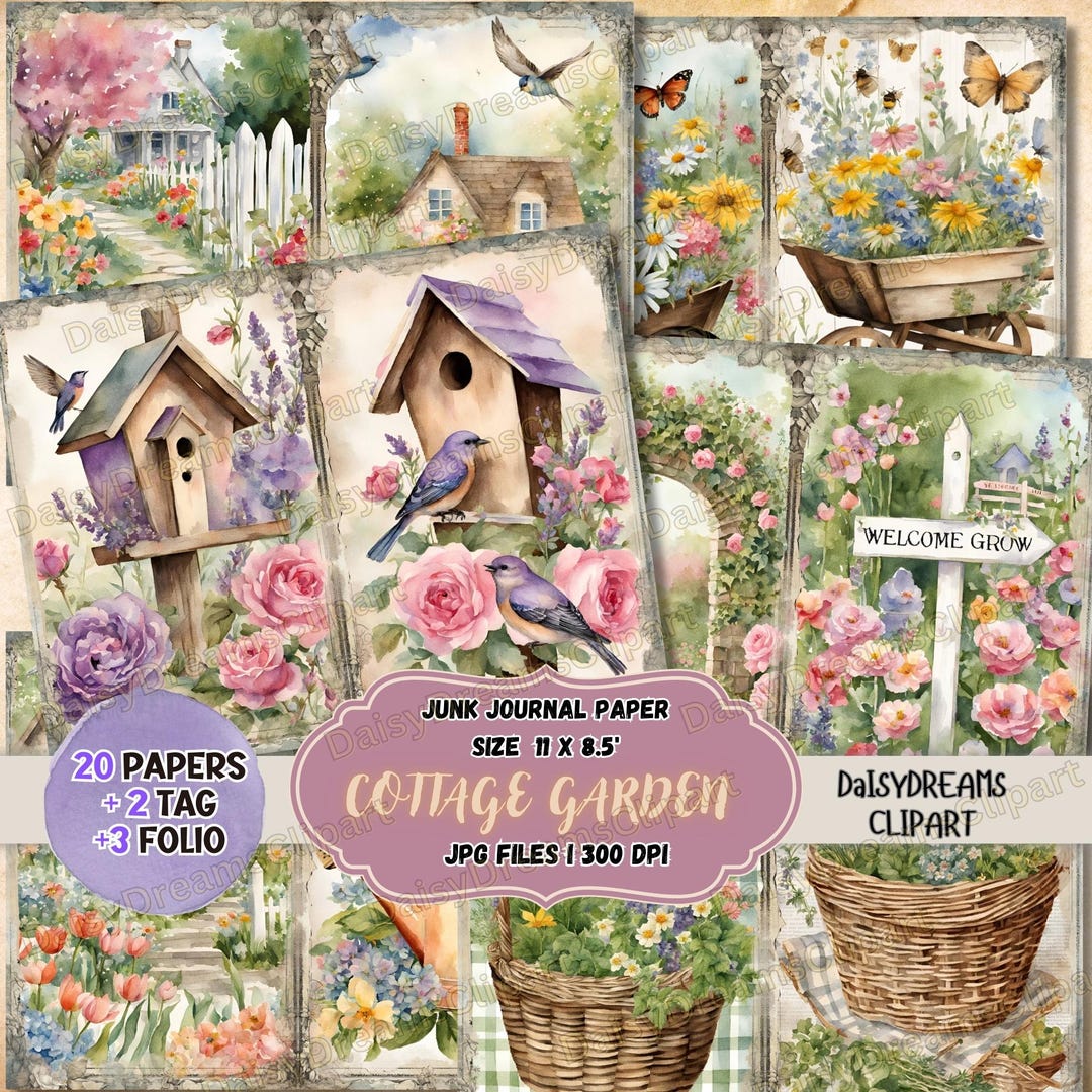 Cottage Garden Junk Journal Kit: Vintage Ephemera (digital Download) - Etsy