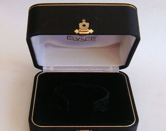SUPERB Vintage Jewellery Jewelry Watch Wristwatch Cuff Bracelet Presentation Black Velvet Box Case by ELYSÉE