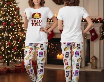 Taco Bell Christmas Pajama Set, Fast Food T-shirt Pants Set, Xmas Family Matching Pajamas Set, Christmas Party Gift