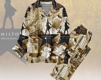 Pijama musical de Hamilton, pijama familiar de Navidad para el teatro Broadway, pijama a juego de Alexander Hamilton, regalo de Hamilton para un fan