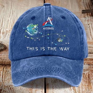 Gorra con estampado de la misión Artemis de la NASA, gorra de béisbol espacial "This Is The Way", gorra unisex Gulf con gráfico de la trayectoria de vuelo en órbita lunar, regalo de astronomía
