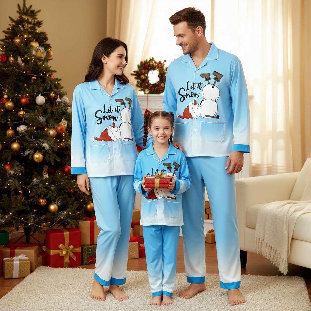 Discover Let It Snow Long Sleeve Pajamas Set, Snowman Christmas Pajamas Family, Holiday Matching Pajamas