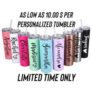 Personalized Tumbler with Straw Stainless Steel Cup Custom Tumbler Girls Trip Tumbler Insulated Tumbler Skinny Tumbler Bridesmaid Proposal