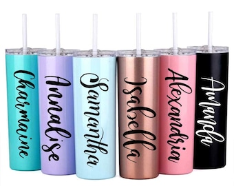 Custom Personalized Name Tumbler Girl's Trip Tumbler Stainless Steel Cup Straw Bridesmaid Gift Christmas Gifts for Family Friends Coworkers