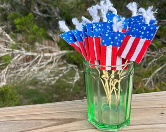Americana fireworks Cake Toppers / Cupcake Toppers / Great for Memorial Day, July 4th, Summer, or any other celebration / 6 pack