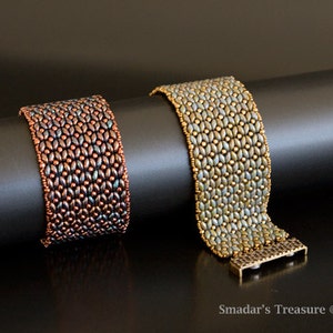 Tutoriel pour perles, bracelet Superduo dramatique. Motif de tissage de perles avec superduo ou perles jumelles. Modèle de fabrication de bijoux par Smadar Grossman image 2