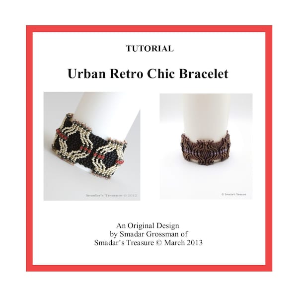 Beading Tutorial, Urban Retro Chic Bracelet. Beading Pattern with Twin Beads, Crystals and Seed Bead. Beadweaving Beadwork PDF File Pattern