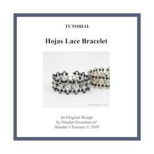 Beading Tutorial, Lacy Bracelet Beading Pattern with Bugle Beads, Crystals or Fire Polished Beads. Hojas Lace Beaded Beadweaving Bracelet