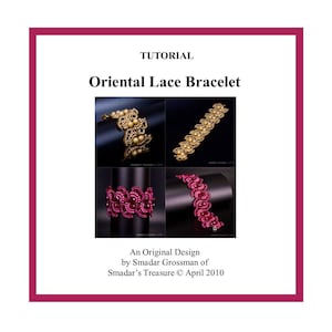 Bracelet Beading Tutorial, Oriental Lace. Beading Pattern with Bugle and Pearl Beads. Beadweaving Instructions. Beadwork. Off Loom Pattern