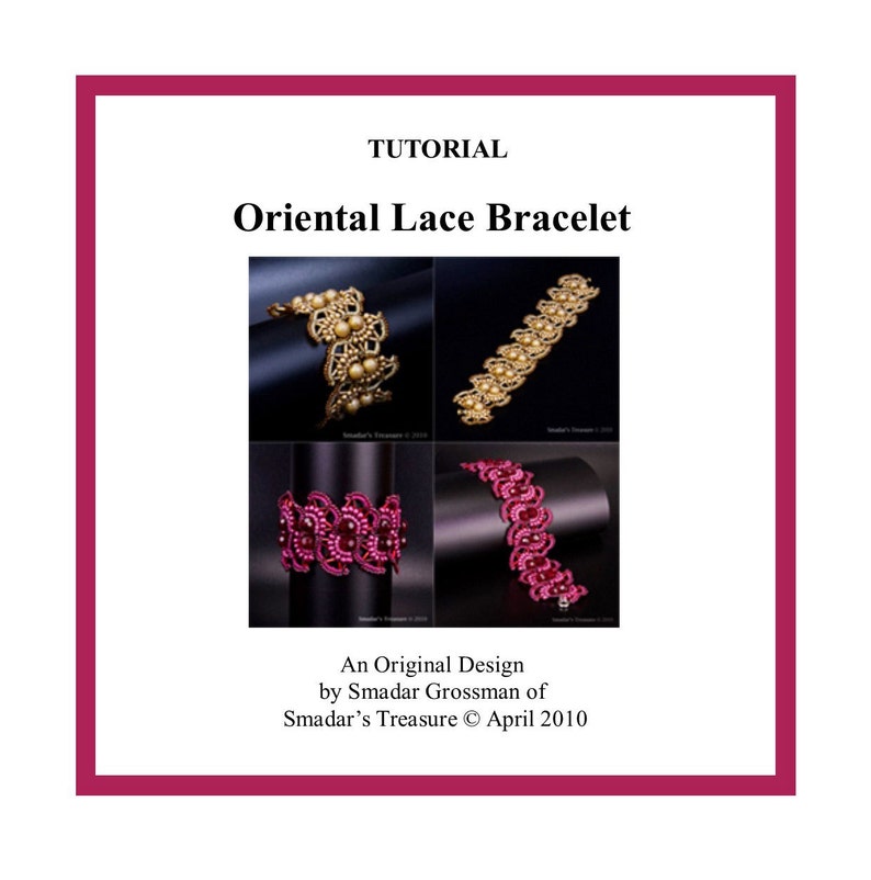 Bracelet Beading Tutorial, Oriental Lace. Beading Pattern with Bugle and Pearl Beads. Beadweaving Instructions. Beadwork. Off Loom Pattern image 1
