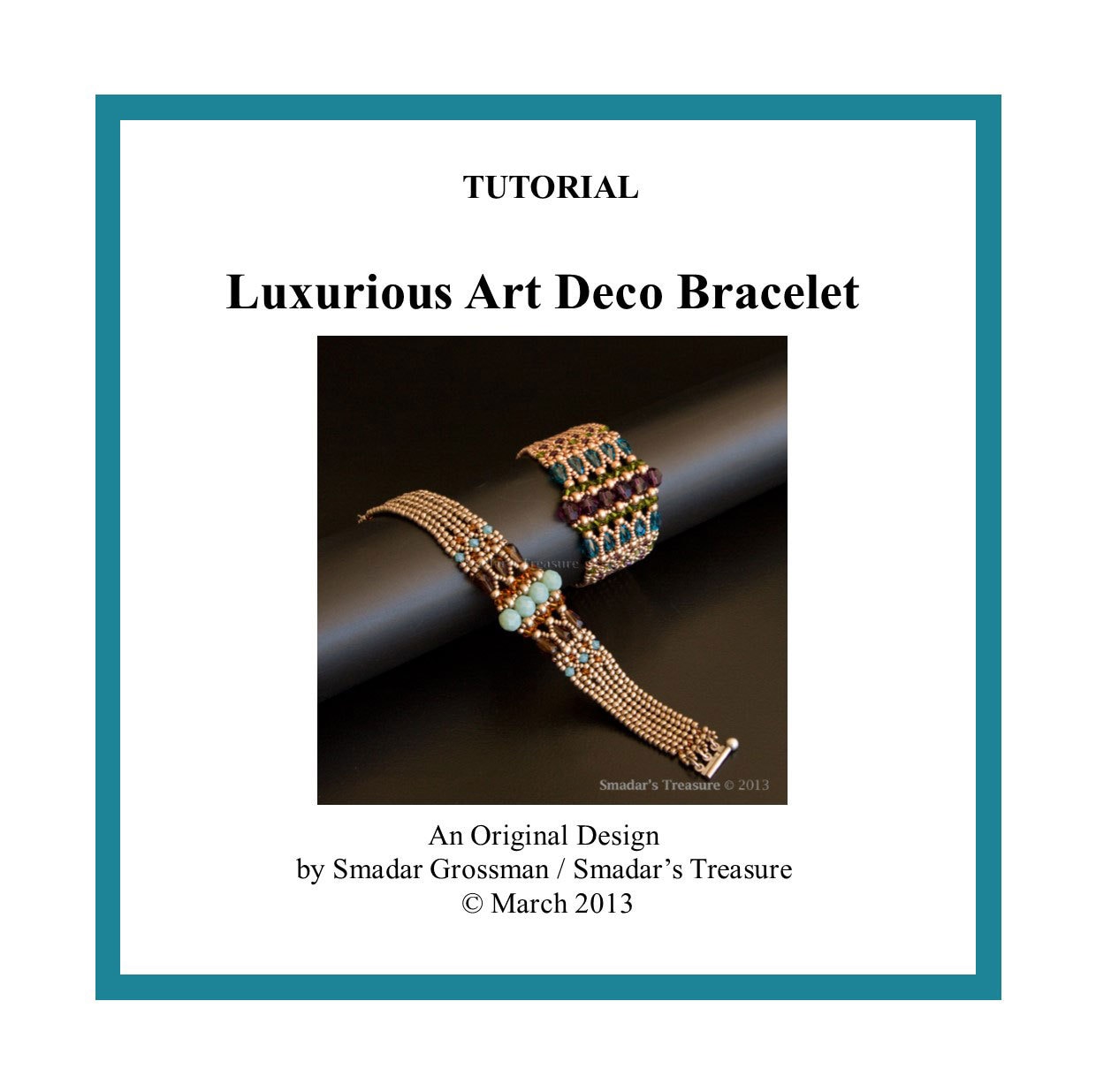 Beading Tutorial, Luxurious Art Deco Bracelet. Beading Pattern with Crystal Drops, Seed Beads, Fire Polished. Jewelry Beadweaving Beadwork
