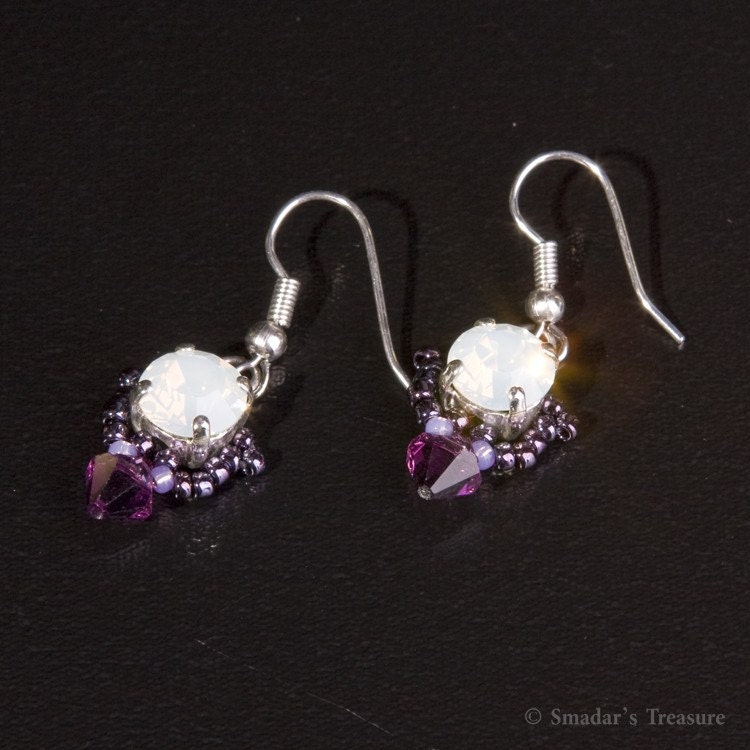 Sterling Silver Beaded Earrings With Swarovski Crystals in Etsy