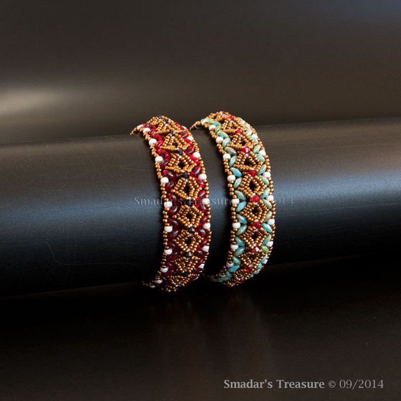 Beading Tutorial Double Diamond and Lacy Braid Bracelet 2 in Etsy