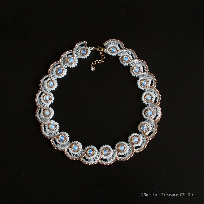 White Opal and Gold Bridal Necklace with Clear Swarovski Etsy