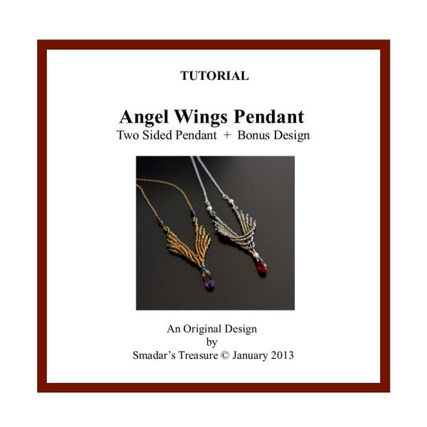 Beading Tutorial, Angel Wings, a Reversible Pendant. Beading Pattern with Seed Beads and Crystals. How to Bead Pattern by Smadar Grossman