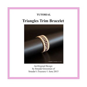 Beading Tutorial, Triangles Trim Bracelet Pattern. Beading Pattern with Kheops par Puca Beads. Beadweaving. How to Bead Textured Bracelet