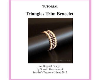 Perlenanleitung, Triangles Trim Armband Pattern. Perlenmuster mit Kheops par Puca Perlen. Perlenweberei. How to Bead texturierte Armband