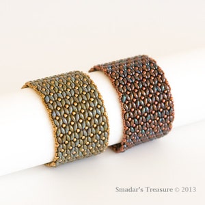 Tutoriel pour perles, bracelet Superduo dramatique. Motif de tissage de perles avec superduo ou perles jumelles. Modèle de fabrication de bijoux par Smadar Grossman image 4