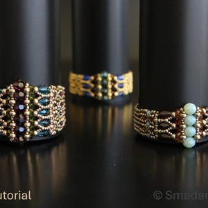 Bracelet Beading Pattern Luxurious Art Deco Bracelet  Beadweaving  tutorial with Crystal Drops Seed and Fire Polished beads. Jewelry Making