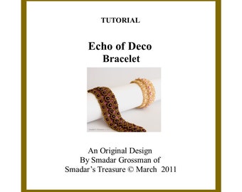 Beading Tutorial, Echo of Deco Bracelet. Pattern with Seed Beads and Pearls. Instant Download PDF File Beadweaving Instructions