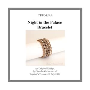 Beading Tutorial, Night in the Palace Bracelet. Beading Pattern Beadweaving Instructions with Seed Beads, Pearls and Crystals. Beadwork PDF