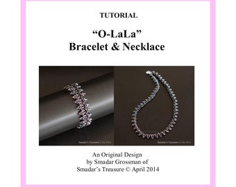 Tutorial de abalorios para collar y pulsera, O La La. Patrón de abalorios con cuentas O, cristales y gotas. Fabricación de joyas Patrón de abalorios para tejer