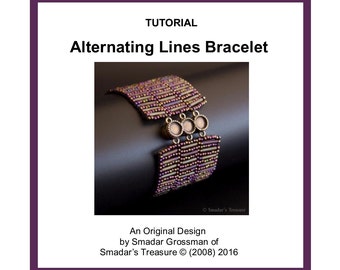 Beading Tutorial Pattern, Alternating Lines Bracelet. Beading Pattern with Bugle Beads. Beadweaving, Odd Count Peyote Beading Technique