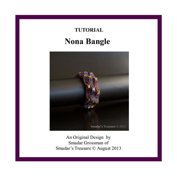 Beading Tutorial Nona Bangle, a Reversible Bangle with Tila And Bugle Beads. 2 in 1 Bangle PDF File Beading Pattern For Instant Download