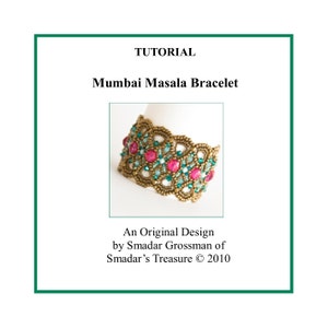 Beading Tutorial Pattern, Mumbai Masala Bracelet. Bead Weaving with Seed and Crystal Beads. Pattern by Smadar Grossman. Instant Download.