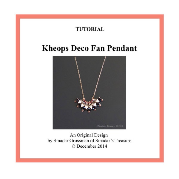 Beading Tutorial, Kheops Deco Fan Pendant. Beading Pattern with Kheops par Puca Triangle Beads and Crystals. Beadweaving Instructions Schema