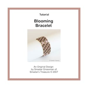 Beading Tutorial, Blooming Bracelet. Pattern with Seed Beads and Crystals. Herringbone Beadweaving Pattern Diagonal Color View