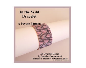 Peyote Bracelet Beading Pattern, 2 Drop Odd Count Peyote Stitch / In the Wild Bracelet / Off Loom Abstract Pattern Instant Download PDF