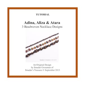 Beading Tutorial, 3 Necklace Designs - Adina, Aliza, Atara. Beadweaving Pattern with SuperDuo and Seed Beads. Beaded Chain Pattern PDF File