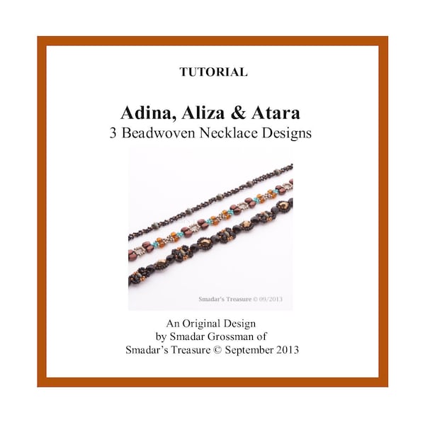 Beading Tutorial, 3 Necklace Designs - Adina, Aliza, Atara. Beadweaving Pattern with SuperDuo and Seed Beads. Beaded Chain Pattern PDF File