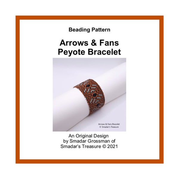 Peyote Bracelet Beading Pattern / Arrows and Fans Cuff / Odd Count Peyote Stitch. Off Loom Beadweaving Pattern with Delica Cylinder Beads