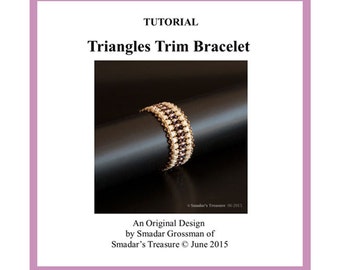 Beading Tutorial, Triangles Trim Bracelet Pattern. Beading Pattern with Kheops par Puca Beads. Beadweaving. How to Bead Textured Bracelet