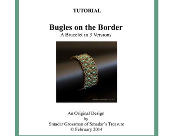 Beading Tutorial, Bugles on the Border Bracelet. Pattern with SuperDuo and Bugle Beads. Beadweaving Instructions Pattern by Smadar Grossman