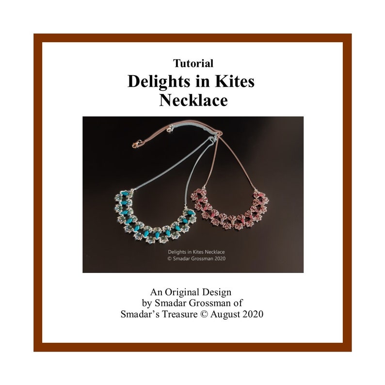 Beading Tutorial. Delights in Kites Necklace, Bib Style / Full Neckline. Beading Pattern with 2-Hole Kite Beads, Crystals and Seed Beads image 1